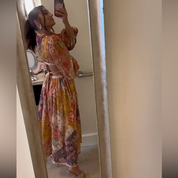 ZIMMERMANN Pattie Floral A Line Midi Dress - Picture 8 of 9